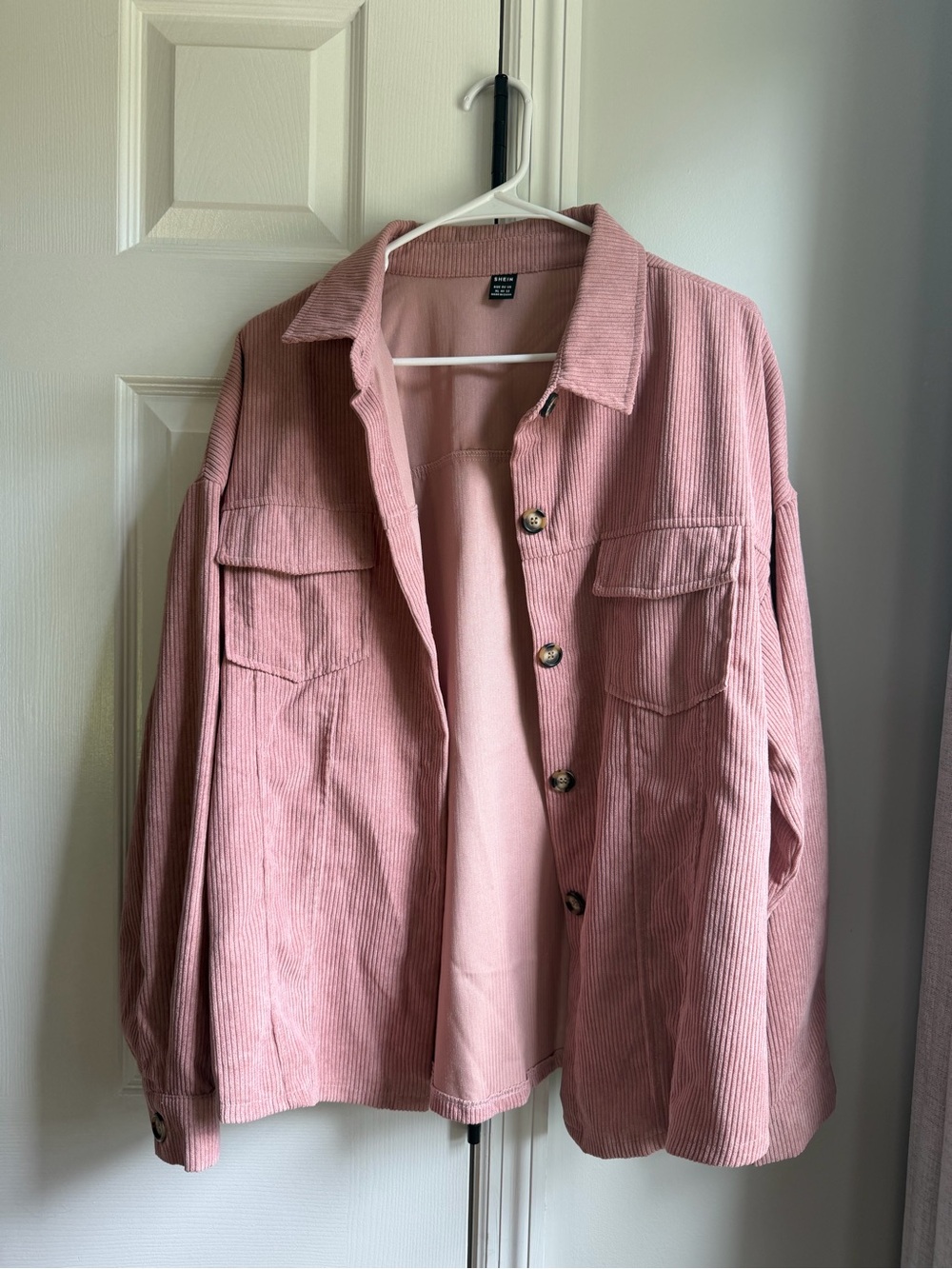 SHEIN Dusty Pink Corduroy Button-Up Jacket